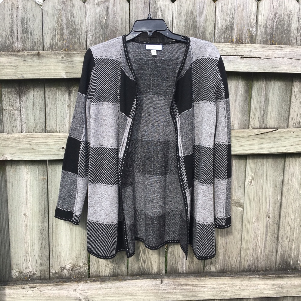 Charter Club PM Open Front Window Pane Cardigan